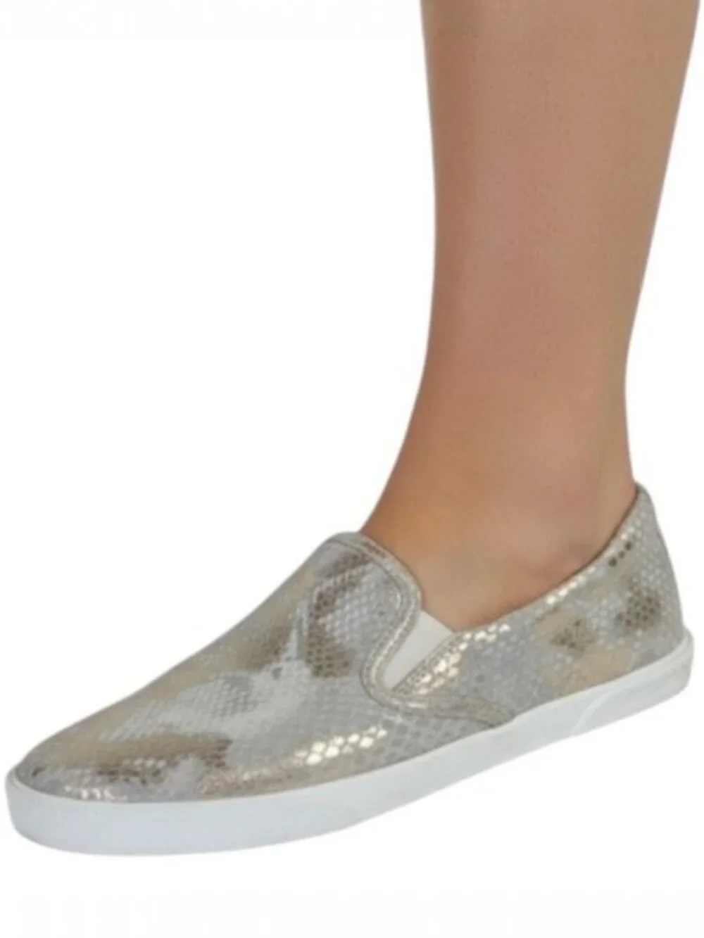 Jimmy Choo Demi Metallic Snakeskin Textured Suede Slip-On Size 36.5 (US 6.5)